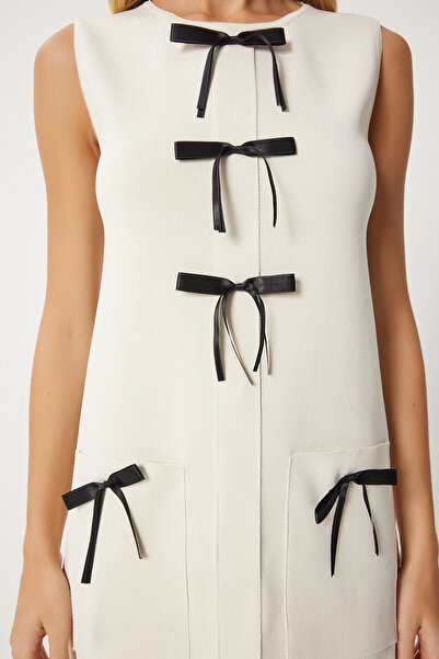 Happiness İstanbul Dámske úpletové šaty vo farbe kosti - Us00932