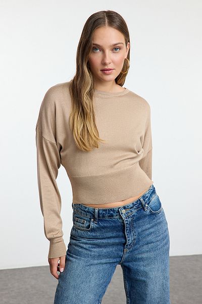 Trendyol Collection Pulover de tricotaj premium de culoare nurcă - TWOAW25KZ00186