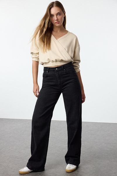 Trendyol Collection Flexibilní pletená mikina s kapucí – Stone Color, Regular Fit Twoaw25sw00167