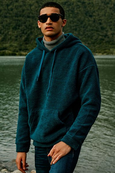 AC&Co / Altınyıldız Classics Ανδρικό φούτερ Sherpa με κουκούλα Oversize με κουκούλα φλις