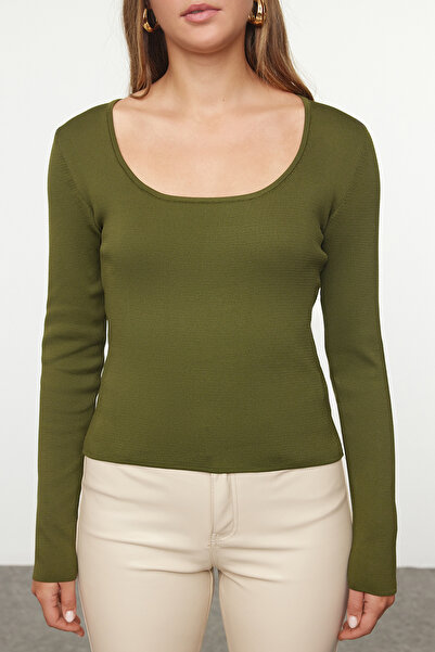 Trendyol Collection Pool Collar Khaki Knitwear Sweater - Twoaw25kz00193