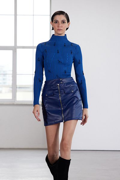 Trendyol Collection Indigo Stoned Limited Edition Strickpullover - Stehkragen Twoaw25kz00326