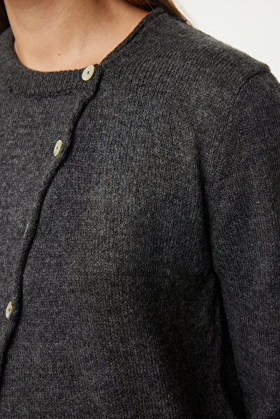 Trendyol Collection Soft Knitwear Cardigan - Cross Button Detail, Anthracite Twoaw25hi00335