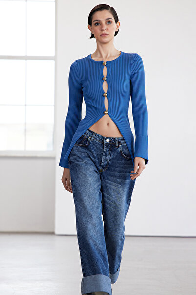 Trendyol Collection Navy Blue Limited Edition Knitwear Cardigan - Button Detailed TWOAW25HI00319