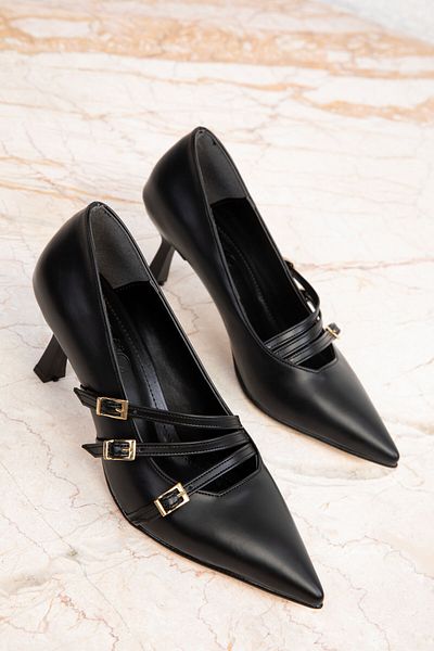 SOHO Classic Black Women's Heeled Shoes - 19667