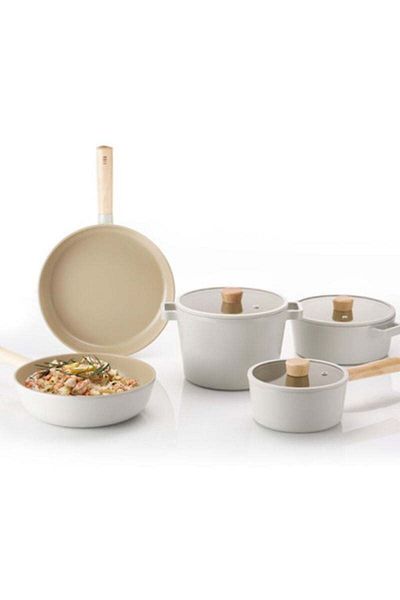 NEOFLAM Fika 8 Piece Aluminum Cast Pot Pan Set