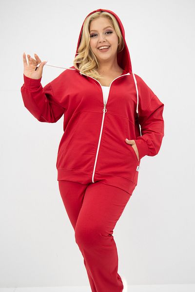 Koza Butik Plus Size Hooded Tracksuit Set - Pocket Detailed 8139-25
