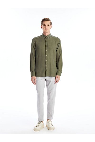 LC Waikiki Ανδρικό πουκάμισο LCW Slim Fit - Μακρυμάνικο και Dobby