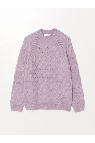 LC Waikiki Lcw Crew Neck Self Patterned Long Sleeve Women's Knitwear Sweater