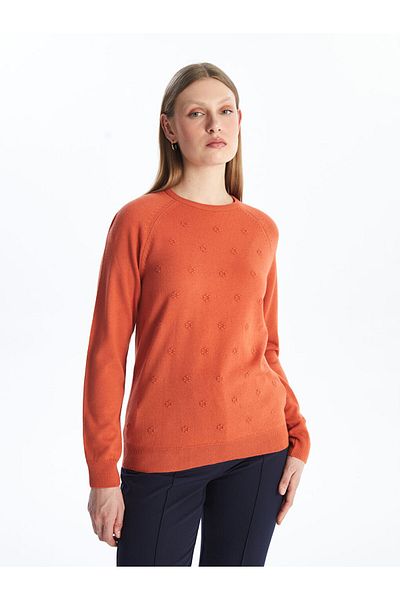 LC Waikiki Pulover de damă cu mânecă lungă, cu decolteu, cu model, cu mânecă lungă - W40466z8