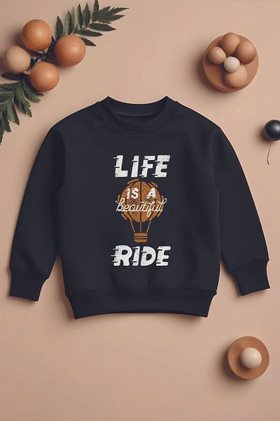 ŞAPKAKİDS Специален дизайн Life Ride 3 Thread Oversize Boy Sweatshirt 12377