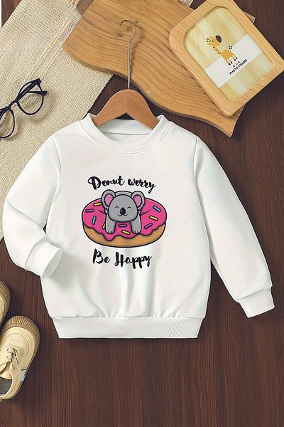 ŞAPKAKİDS Специален дизайн, детски суитшърт Happy Panda с 3 прежди, голям размер, 12420