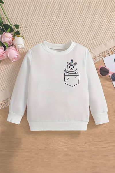 ŞAPKAKİDS Детски суитшърт Premium Oversize с щампа на еднорог - 12680