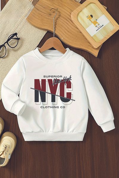 ŞAPKAKİDS Детски суитшърт Специален дизайн NYC New York Oversize 12595