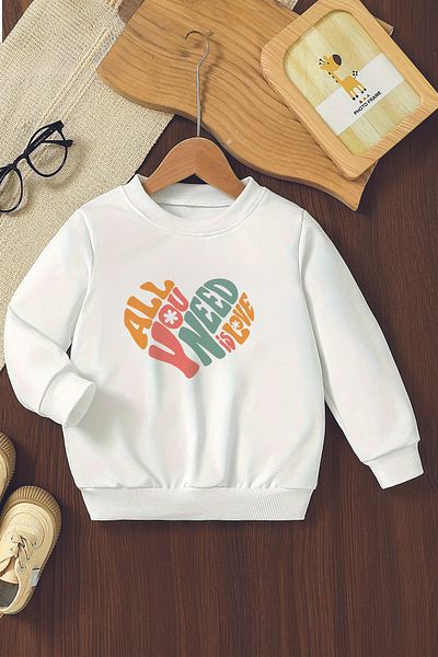 ŞAPKAKİDS Специален дизайн All You Need Is Love Oversize детски суитшърт 12426
