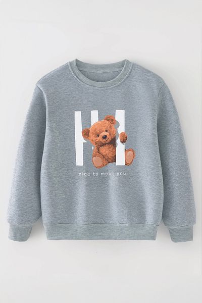 ŞAPKAKİDS Специален дизайн, детски суитшърт с щампа Hi Boho, голям размер, 11108