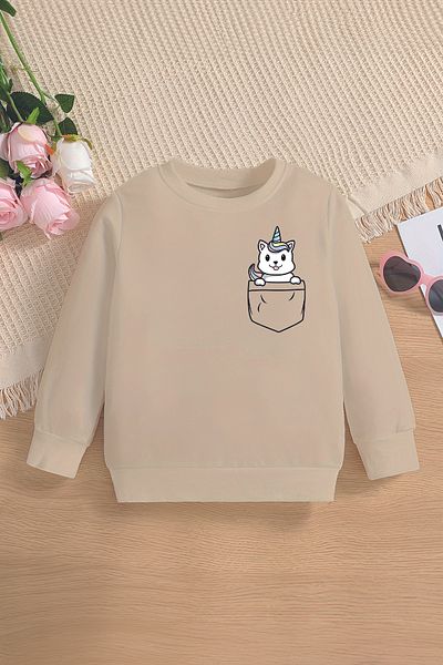 ŞAPKAKİDS Детски суитшърт Premium Oversize с щампа на еднорог - 12680