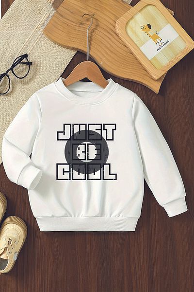 ŞAPKAKİDS Специален дизайн Just Be Cool Oversize детски суитшърт 12245