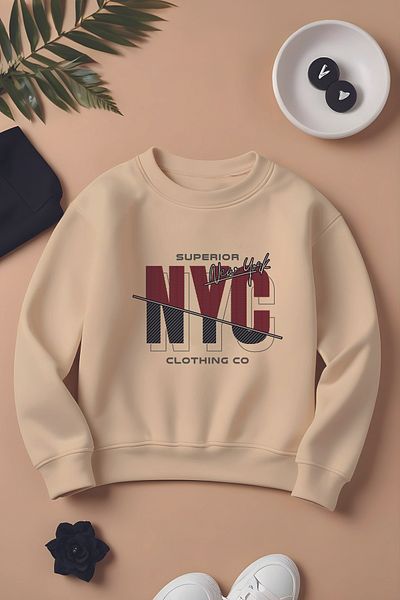 ŞAPKAKİDS Детски суитшърт Специален дизайн NYC New York Oversize 12595