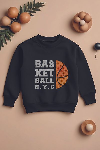ŞAPKAKİDS Детски суитшърт със специален дизайн и щампа Basketball NYC, голям размер, 11088