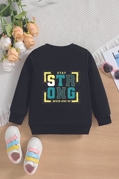 ŞAPKAKİDS Специален дизайн STRONG Never Give Up Style Oversize детски суитшърт 12604