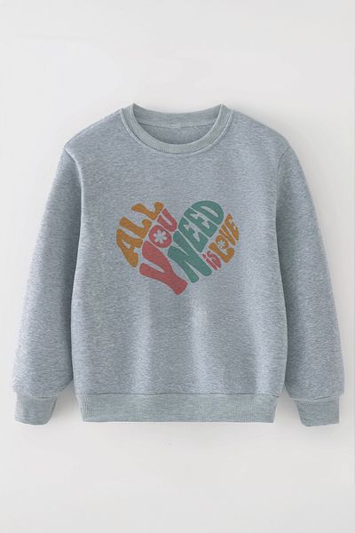 ŞAPKAKİDS Специален дизайн All You Need Is Love Oversize детски суитшърт 12426
