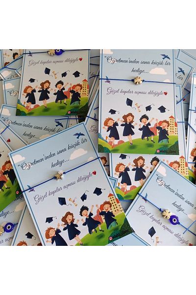 SüslüDavet Hello to School Gift Bracelet 50Pcs