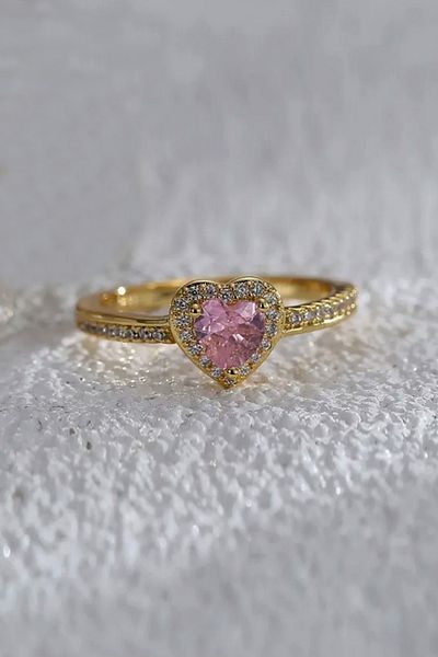 Modex Zircon Stone Adjustable Gold Color Heart Ring