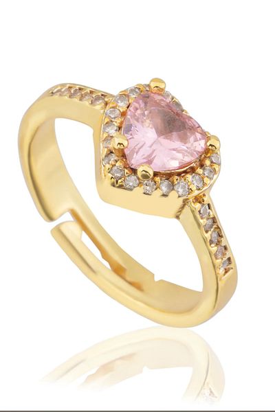 Modex Zircon Stone Adjustable Gold Color Heart Ring