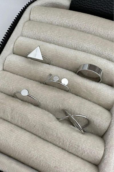 Modex Silver Color Multiple Ring Set