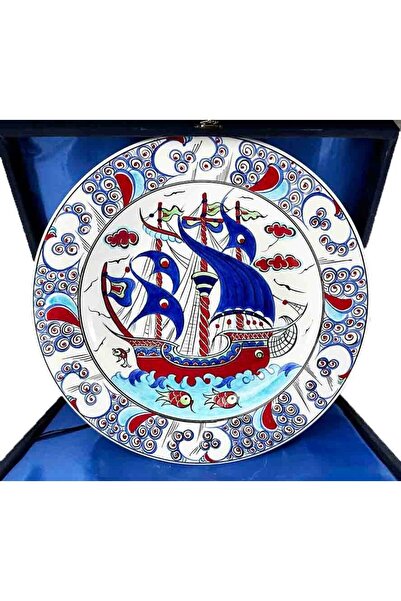 Çini Evi Denizciye Hediye Kalyon Motifli 30cm İznik Çini Tabak
