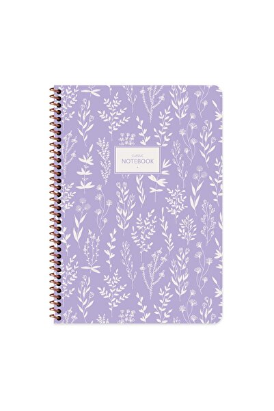 16.5x22.5 Çizgili Defter Pastel Flora - Mor
