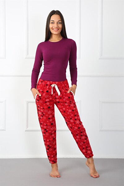 Akbeniz Welsoft Fleece Single Bottom Pajamas - 210040 Model