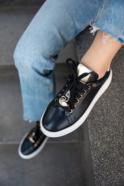 LAMİNTA Swen Black Women's Sports Shoes - 4 cm Thick Sole and Swan Detail