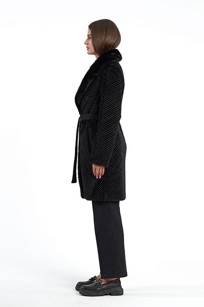 Palio Women's Long Coat with British Collar Belt and Faux Fur