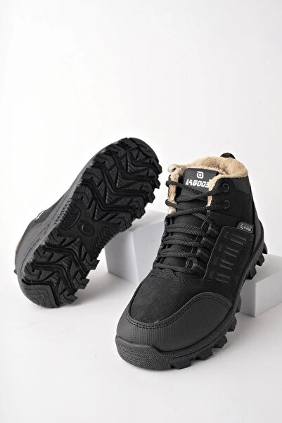 Mind Black Içi Kürklü Bağcıklı Fermuarlı Bot