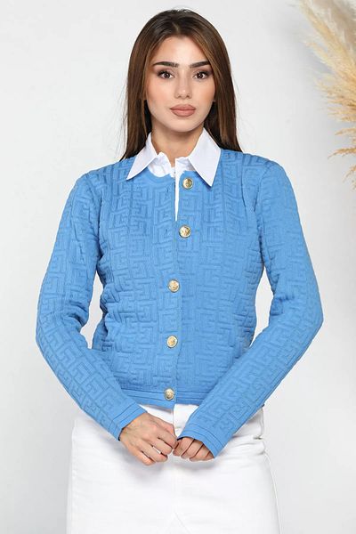 GÜLSELİ Cardigan de tricotaj albastru pentru femei