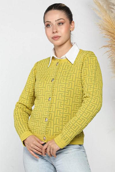 GÜLSELİ Women's Knitwear Cardigan - Oil Green