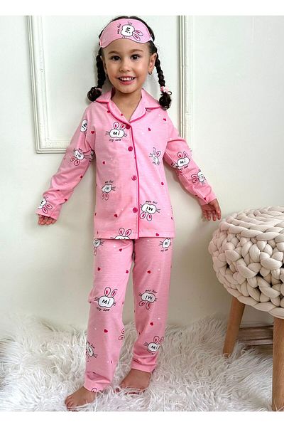 Lolliboomkids Girl - Cute Rabbit Print Pajamas Set, Eye Patch and Long Sleeve, New Season
