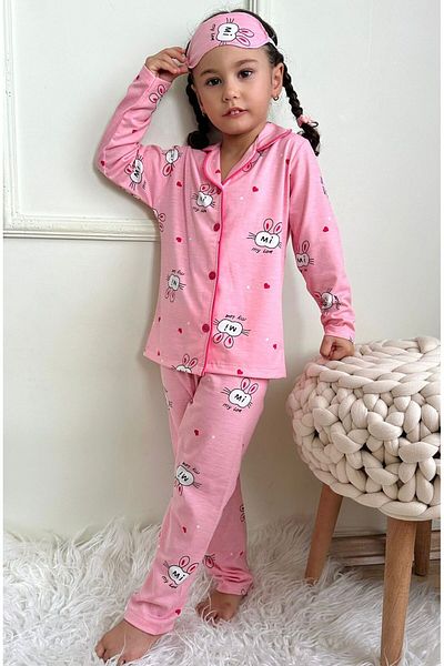 Lolliboomkids Girl - Cute Rabbit Print Pajamas Set, Eye Patch and Long Sleeve, New Season