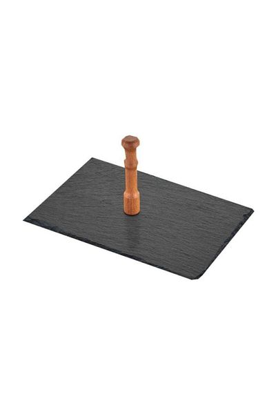 Taboo Slate Stone Presentation Tray 22X16 cm Wooden Handle Rectangular Presentation Tray Plate