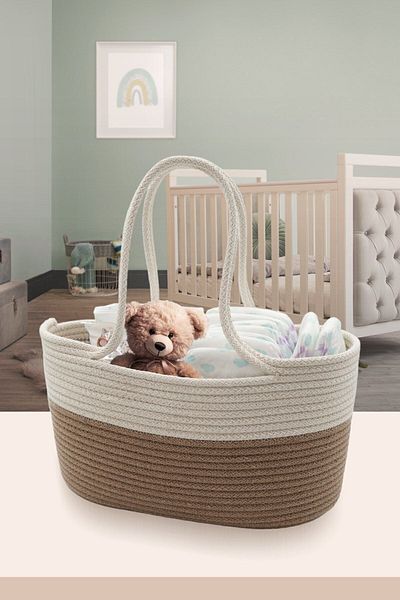 JASPER Beige Jute Rope Baby Care Bag and Organizer