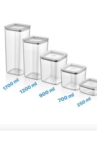 VİP AHMET Vipahmet New Vacuum Square Storage Container Set of 5