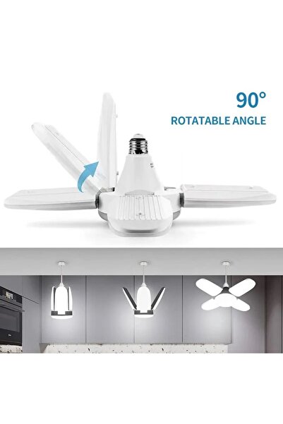 VOLEMİ 60 Watt 6000 Lumen 4 Kollu Katlanır Ampul 4 1 Kanatlı Katlanabilir Enerji Tasarruflu Led Ampul.