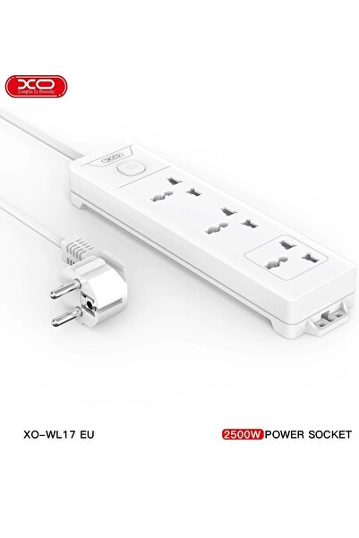 Xo -WL17 2500W Akım Korumalı Açma Kapamalı Topraklı 3lü 2 Metre Grup Priz