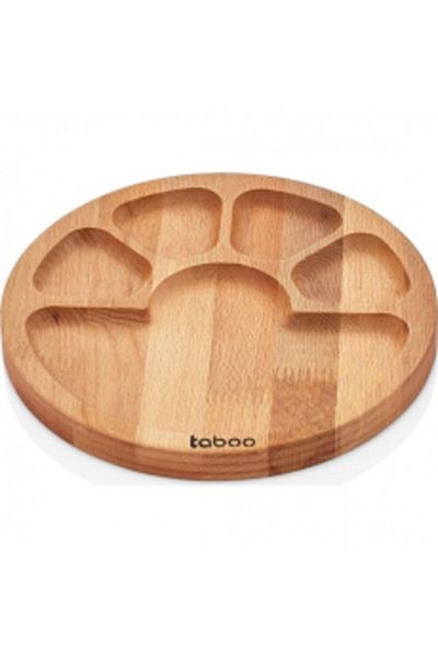 Taboo Tab-8120 Wooden Snack Bowl with 5 Compartments Large Size