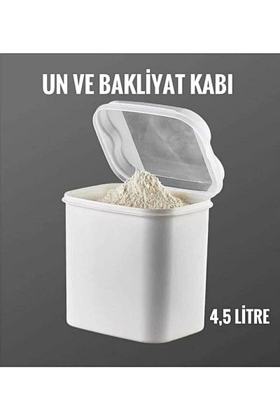 VİP AHMET Masal Storage Flour and Pulses Container White 4500 ml Vp-033