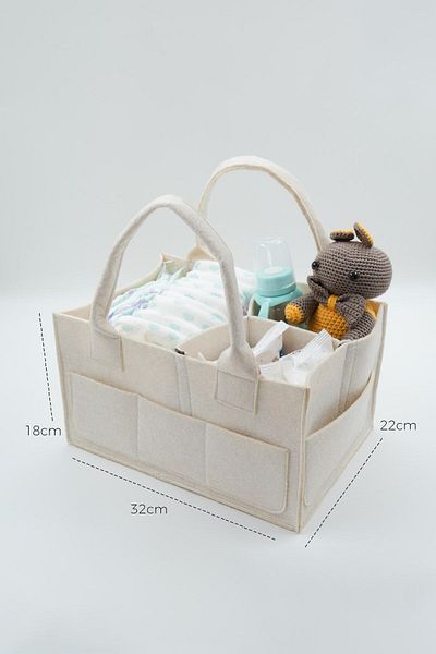 JASPER Plain Beige Felt Mother Baby Care Bag Organizer