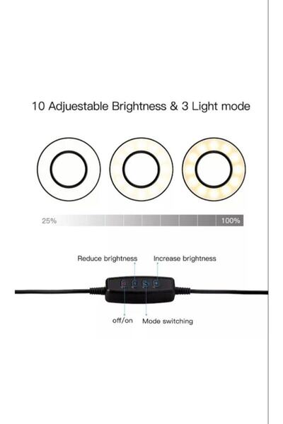 Gringo 13 Inç Rıng Fıll Lıght Led Selfie Halka Işık 24w 5500k Tripod Ile Iphone Akıllı Telefon Makyaj