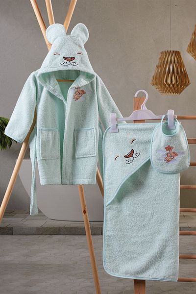 Cotton Box Cottonbox Baby Bath Set Lion Mint